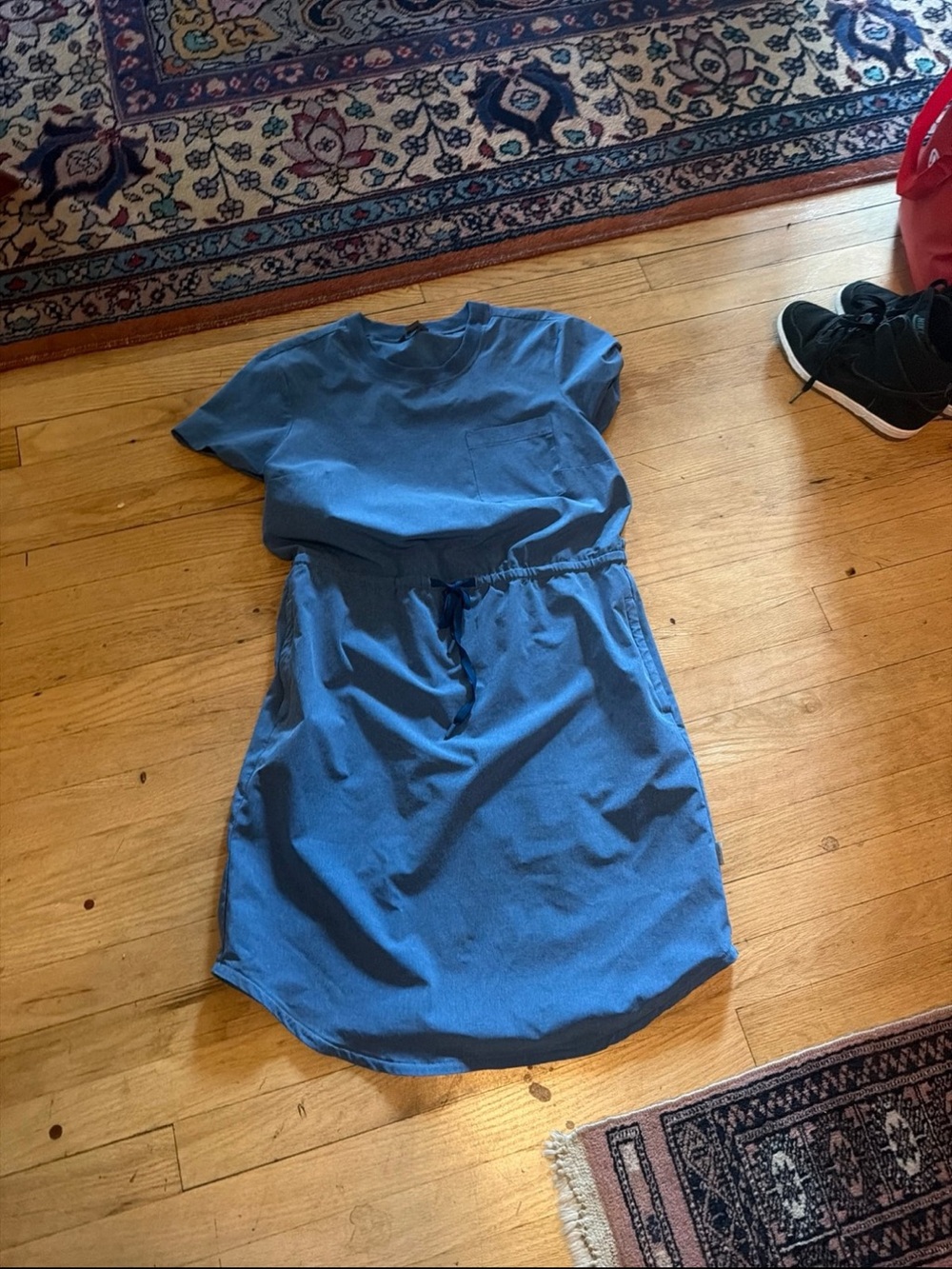 Eddie Bauer Blue Drawstring Waist Dress